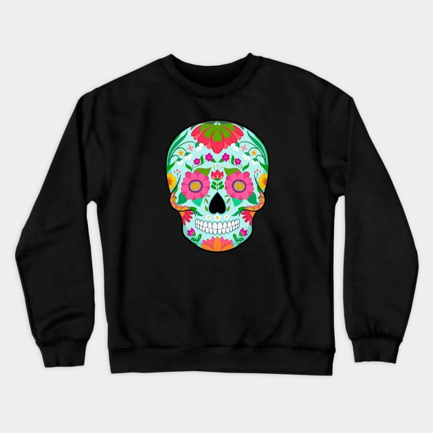 Sugar Skull Calavera Crewneck Sweatshirt by Pixelchicken